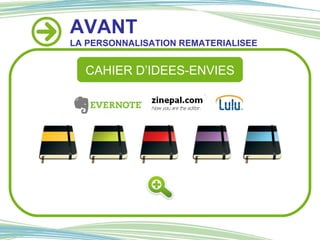 AVANT LA PERSONNALISATION REMATERIALISEE CAHIER D’IDEES-ENVIES 