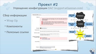 Проект #2
      Упрощение конфигурации SAC (support.atlassian.com)

Сбор информации:

 • Wrap Up
 • Компоненты
 • Полезные ссылки
 