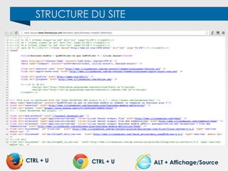 STRUCTURE DU SITE
CTRL + U CTRL + U ALT + Affichage/Source
 