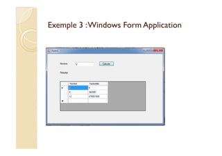 Exemple 3 :WindowsExemple 3 :Windows FormForm ApplicationApplication
 