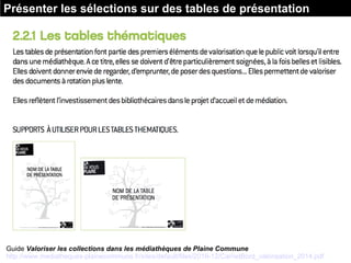Guide Valoriser les collections dans les médiathèques de Plaine Commune
http://www.mediatheques-plainecommune.fr/sites/def...