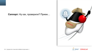 Саппорт: Ну как, проверили? Прием…

103

Copyright © 2013, Oracle and/or its affiliates. All rights reserved.

 