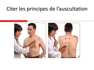 Citer les principes de l’auscultation
 
