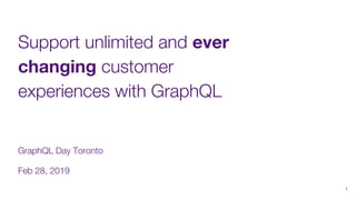 Support unlimited and ever
changing customer
experiences with GraphQL
GraphQL Day Toronto
Feb 28, 2019
1
 
