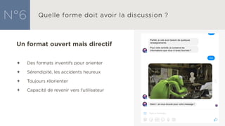 Un format ouvert mais directif
ª Des formats inventifs pour orienter
ª Sérendipité, les accidents heureux
ª Toujours réorienter
ª Capacité de revenir vers l’utilisateur
 