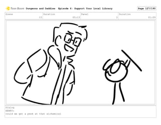 Scene
23
Duration
05:13
Panel
2
Duration
01:09
Dialog
HENRY:
could we get a peek at that alchemical
Dungeons and Daddies Episode 6: Support Your Local Library Page 127/190
 