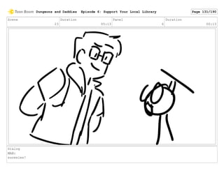 Scene
23
Duration
05:13
Panel
6
Duration
00:13
Dialog
MAN:
suresies!
Dungeons and Daddies Episode 6: Support Your Local Library Page 131/190
 