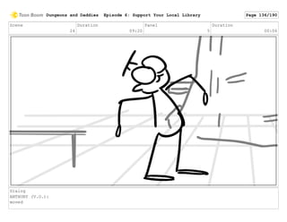 Scene
24
Duration
09:20
Panel
5
Duration
00:06
Dialog
ANTHONY (V.O.):
moved
Dungeons and Daddies Episode 6: Support Your Local Library Page 136/190
 