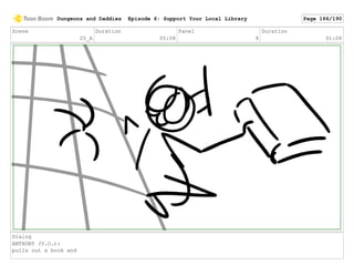 Scene
25_A
Duration
05:08
Panel
8
Duration
01:08
Dialog
ANTHONY (V.O.):
pulls out a book and
Dungeons and Daddies Episode 6: Support Your Local Library Page 166/190
 