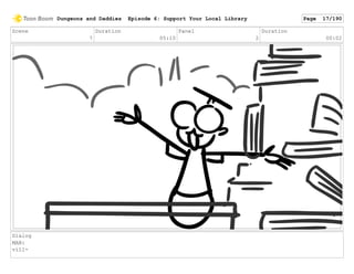 Scene
7
Duration
05:10
Panel
2
Duration
00:02
Dialog
MAN:
vill-
Dungeons and Daddies Episode 6: Support Your Local Library Page 17/190
 