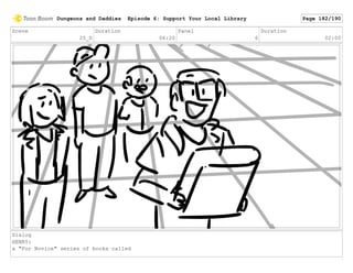 Scene
25_D
Duration
06:20
Panel
6
Duration
02:00
Dialog
HENRY:
a "For Novice" series of books called
Dungeons and Daddies Episode 6: Support Your Local Library Page 182/190
 