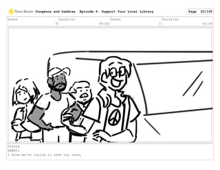 Scene
8
Duration
05:02
Panel
2
Duration
01:09
Dialog
HENRY:
I know we're trying to save our sons,
Dungeons and Daddies Episode 6: Support Your Local Library Page 22/190
 