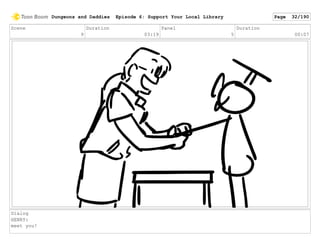 Scene
9
Duration
03:19
Panel
5
Duration
00:07
Dialog
HENRY:
meet you!
Dungeons and Daddies Episode 6: Support Your Local Library Page 32/190
 