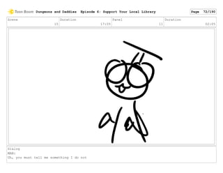 Scene
15
Duration
17:05
Panel
11
Duration
02:05
Dialog
MAN:
Uh, you must tell me something I do not
Dungeons and Daddies Episode 6: Support Your Local Library Page 72/190
 