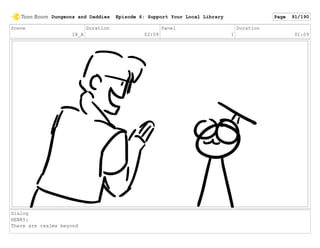 Scene
18_A
Duration
02:09
Panel
1
Duration
01:09
Dialog
HENRY:
There are realms beyond
Dungeons and Daddies Episode 6: Support Your Local Library Page 91/190
 