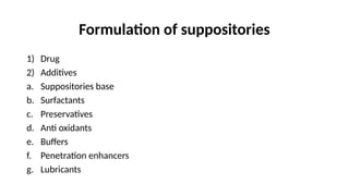 Formulation Suppositories Comprehensive Guide to Suppositories: Formulation, Preparation, and ...