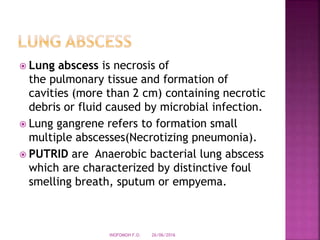 Suppurative lung diseases, Dr Inofomoh Francisca, | PPTX