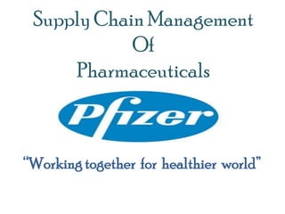 Supply Chain Management
            Of
     Pharmaceuticals



“Working together for healthier world”
 