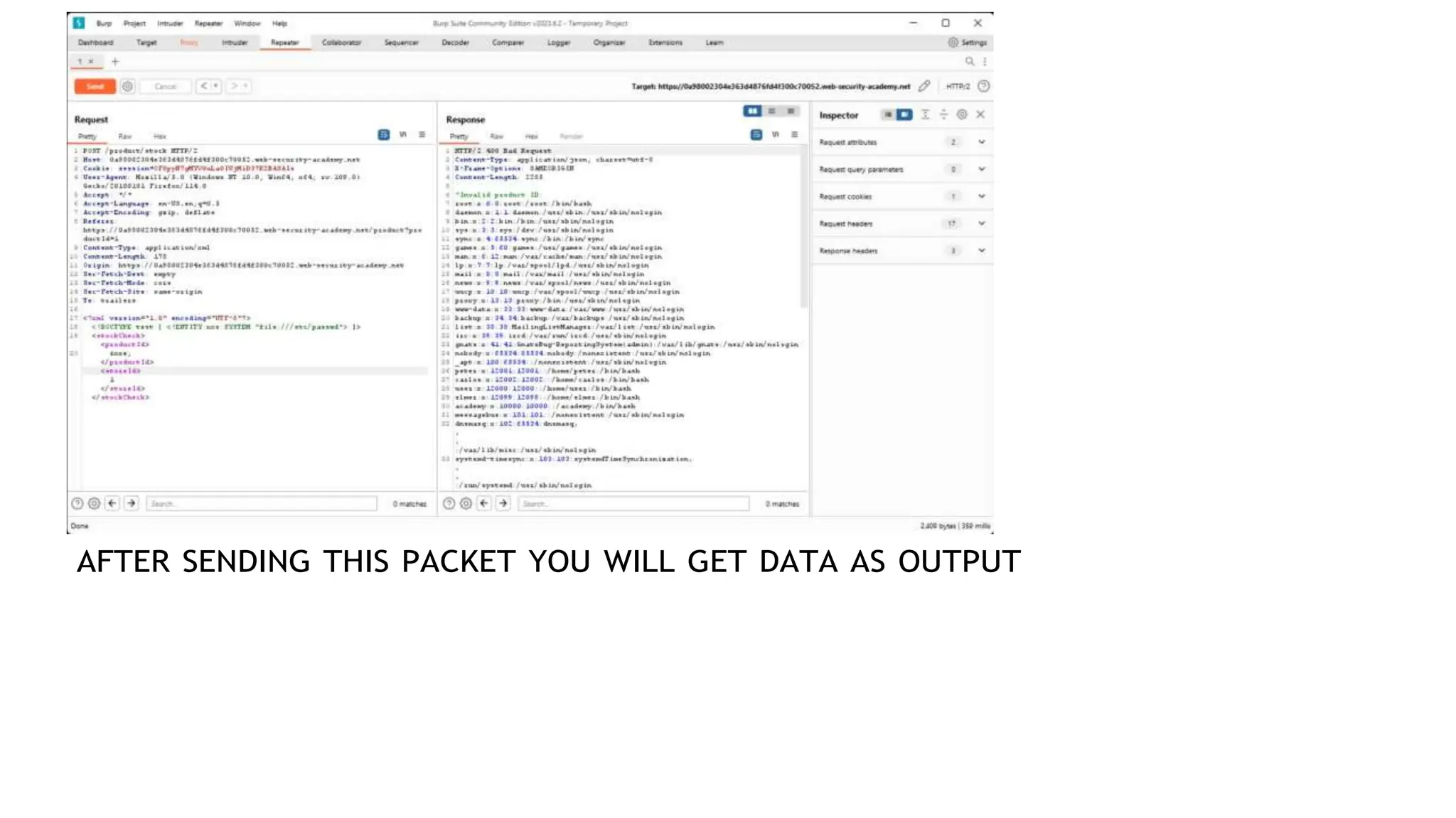 AFTER SENDING THIS PACKET YOU WILL GET DATA AS OUTPUT
 