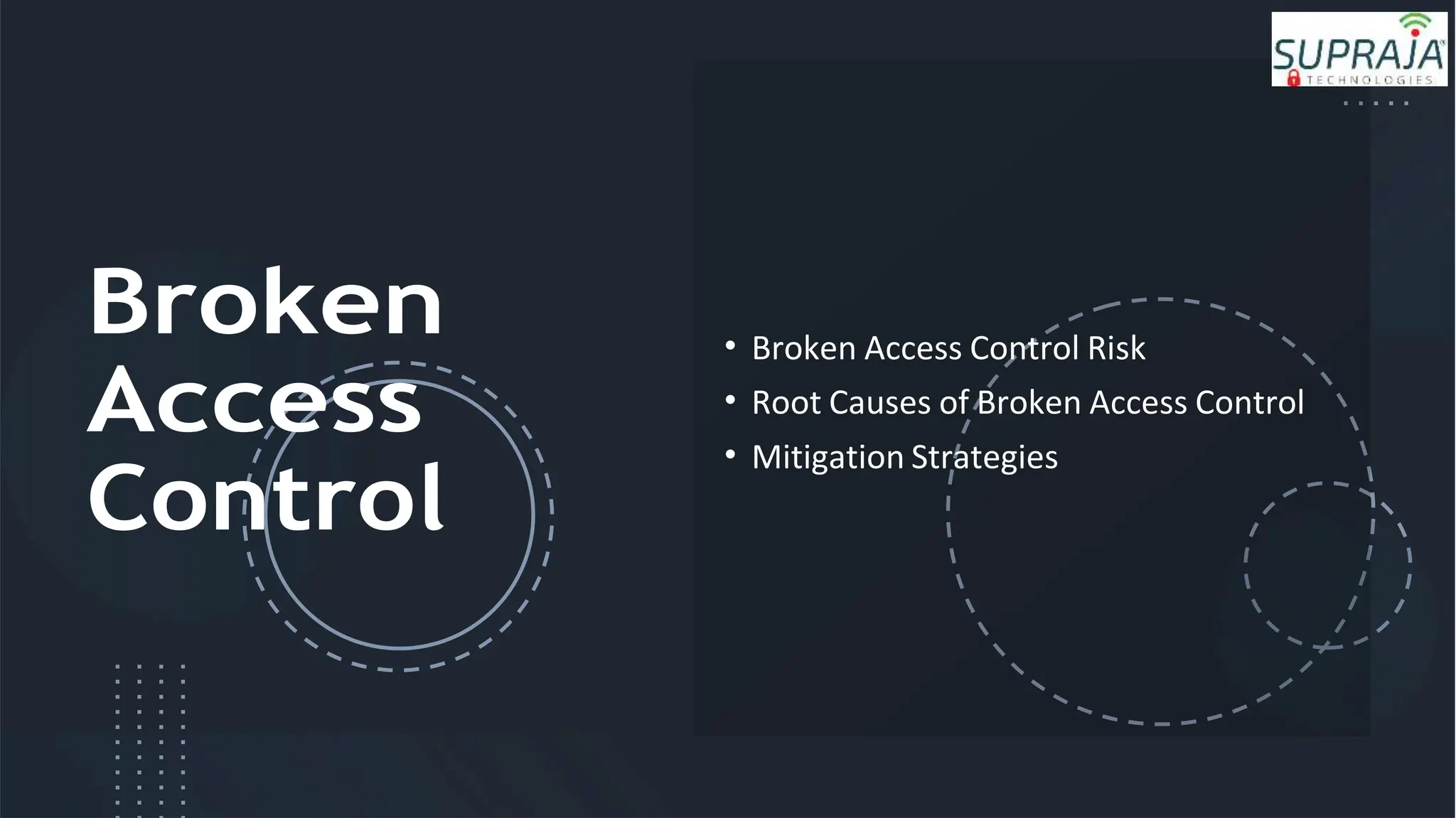 Broken
Access
Control
• Broken Access Control Risk
• Root Causes of Broken Access Control
• Mitigation Strategies
 