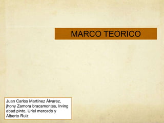 Juan Carlos Martínez Álvarez,
jhony Zamora bracamontes, Irving
abad pinto, Uriel mercado y
Alberto Ruiz
MARCO TEORICO
 