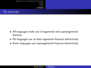 Language Suprasegmentals Suprasegmantal features | PDF