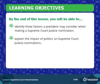 Lesson: Supreme Court Nominations 3/49
 