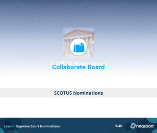 SCOTUS Nominations
Lesson: Supreme Court Nominations 5/49
 