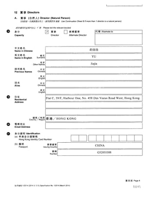Supreme Hope HK Corporate Records