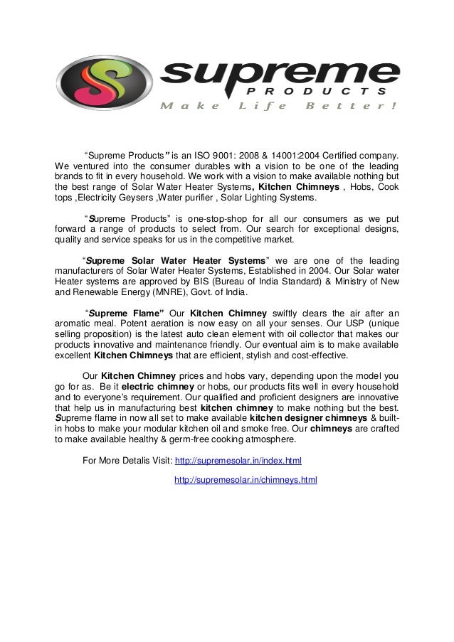 Supreme Kitchen Chimneys