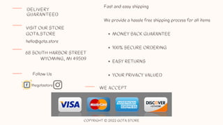 MONEY BACK GUARANTEE
100% SECURE ORDERING
EASY RETURNS
YOUR PRIVACY VALUED
Fast and easy shipping
We provide a hassle free...