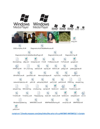 <script src="//media.myspace.com/play/video/tha-price-of-a-g-44473847-44473847/js"></script>
bing.xml
D3DCompiler_47.dll DiagnosticsHub.DataWarehouse.dll
DiagnosticsHub.ScriptedSandboxPlugin.dll DiagnosticsHub_is.dll DiagnosticsTap.dll
DtcInstall.log eBay.xml Enterprise.xml F12.dll F12Resources.dll F12Tools.dll google.xml
HPMProp.INI IE11_main.log iedvtool.dll ieproxy.dll IEShims.dll jsdbgui.dll jsdebuggeride.dll
JSProfilerCore.dll jsprofilerui.dll MemoryAnalyzer.dll mpvis.DLL msdbg2.dll msdfmap.ini
networkinspection.dll pdm.dll pdmproxy100.dll perf_nt.dll perfcore.dll PFRO.log setupact.log
setuperr.log SMinstall.log smsetup.log sqmapi.dll Starter.xml system.ini Timeline.cpu.xml
Timeline.dll Timeline_is.dll TSSysprep.log twain.dll twain_32.dll twitter.xml wikipedia.xml win.ini
WindowsUpdate.log WMPDMCCore.dll WMPMediaSharing.dll wmpnssci.dll WMPNSSUI.dll
yahoo.xml
 