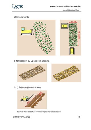 PLANO DE SUPRESSÃO DA VEGETAÇÃO
Usina Hidrelétrica Mauá
DVMA/DPRA/LACTEC 45
Figura 5 - Fase 2a do fluxo operacional para limpeza da capoeira
 