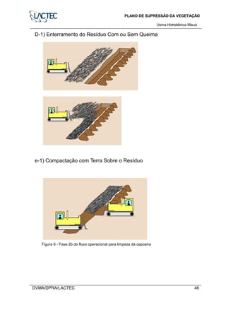 PLANO DE SUPRESSÃO DA VEGETAÇÃO
Usina Hidrelétrica Mauá
DVMA/DPRA/LACTEC 46
Figura 6 - Fase 2b do fluxo operacional para limpeza da capoeira
 