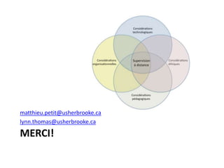 MERCI!
matthieu.petit@usherbrooke.ca
lynn.thomas@usherbrooke.ca
 