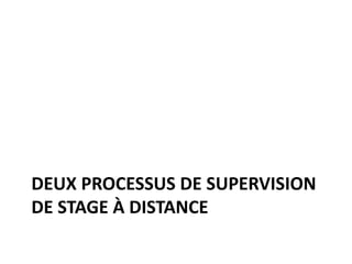 DEUX PROCESSUS DE SUPERVISION
DE STAGE À DISTANCE
 
