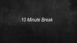 10 Minute Break
 