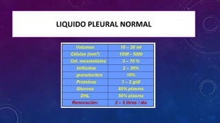 LIQUIDO PLEURAL NORMAL
 