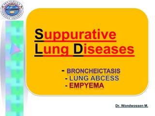Suppurative
Lung Diseases
-
-
-
Dr. Wondwossen M.
 