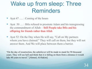 Keep Calm! 
 37. His friend said to him, as he conversed with him, "Are you
being ungrateful to Him who created you from dust, then from a
sperm-drop, then evolved you into a man?
 While disputing with him, he didn’t loose his calm or sense of
inner peace
 Maintained etiquette throughout the dispute
 Spoke gently and avoided saying offensive words (although he
was belittled)
 Attention to origin: dust followed by small seed – which is
the basis of man. All the qualities (knowledge, life, ability,
power – which directs to the creational abilities to achieve
goals and desires) are gifts from Allah alone. The existence
of any life itself is a gift from Allah.
30
 