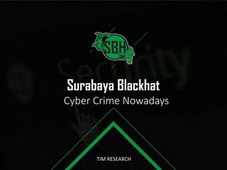 Cyber Crime Nowadays
TIM RESEARCH
 