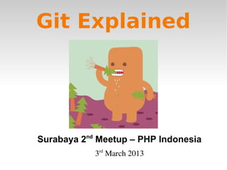Git Explained




Surabaya 2nd Meetup – PHP Indonesia
            3rd March 2013
 