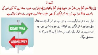 ‫یت‬‫آ‬
7
َّ‫ن‬
ِ
‫ا‬
ُ‫ا‬‫مل‬‫ق‬‫ع‬َ‫آ‬ ‫ا‬‫ُو‬‫ه‬‫ا‬‫و‬ ِ  ِ 
‫یل‬ِ ‫ب‬ ‫ا‬‫س‬ ‫ن‬‫ا‬‫ع‬ َّ‫ل‬‫ضا‬ ‫ن‬‫ا‬‫م‬ِ ‫ب‬ ُ‫ا‬‫مل‬‫ق‬‫ع‬َ‫آ‬ ‫ا‬‫ُو‬‫ه‬ ‫ا‬‫ك‬َّ‫ب‬‫ا‬‫ر‬
‫ا‬‫ین‬ِ ‫د‬‫ا‬‫ت‬‫ق‬‫ه‬ُ‫م‬‫ق‬‫ل‬ ِ 
‫اب‬
﴾
‫یک‬ ‫اس‬ ‫کون‬ ‫کہ‬ ‫ےہ‬ ‫تا‬‫ن‬‫ا‬‫ج‬ ‫خوب‬ ‫رب‬ ‫ا‬‫ر‬‫متہا‬
‫ےہ۔‬ ‫پایئ‬ ‫ہدایت‬ ‫ےن‬ ‫جنہوں‬ ‫ےہ‬ ‫تا‬‫ن‬‫ا‬‫ج‬ ‫خوب‬ ‫ھیی‬‫ب‬ ‫کو‬ ‫لوگوں‬ ‫ان‬ ‫وہ‬ ‫اور‬ ‫ےہ‬ ‫ا‬‫و‬‫ہ‬ ‫ٹاک‬‫بھ‬ ‫ےس‬ ‫اہ‬‫ر‬
‫ا‬‫ر‬‫متہا‬
‫اہ‬‫ر‬ ‫یک‬ ‫اس‬ ‫جو‬ ‫ےہ‬ ‫خرب‬ ‫ےب‬ ‫ےس‬ ‫لوگوں‬ ‫ان‬ ‫تو‬ ‫نہ‬ ‫رب‬
‫ٹکے‬‫بھ‬ ‫ےس‬
‫پر‬ ‫ہدایت‬ ‫جو‬ ‫ےہ‬ ‫اقف‬‫و‬‫ان‬ ‫ےس‬ ‫لوگوں‬ ‫ان‬ ‫نہ‬ ‫اور‬ ‫ہںی‬ ‫ئے‬‫و‬‫ہ‬
‫ہںی‬
‫۔‬
‫وہ‬
‫و‬ ‫اک‬ ‫جس‬ ‫گا‬ ‫کرے‬ ‫معاملہ‬ ‫وہی‬ ‫ساتھ‬ ‫ےک‬ ‫ایک‬ ‫ہر‬ ‫ےس‬ ‫مںی‬ ‫ان‬
‫ہ‬
‫تحق‬‫س‬‫م‬
‫ہوگا‬
‫۔‬
 