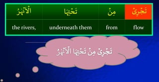 ۡ‫ر‬‫ج‬
َ
‫ت‬ۡ‫ى‬ۡ‫ن‬‫م‬‫ا‬َُ‫ت‬‫ح‬
َ
‫ت‬ُۡ‫ر‬ُٰ‫ن‬
َ
‫اَّل‬
flowfromunderneath themthe rivers,
 