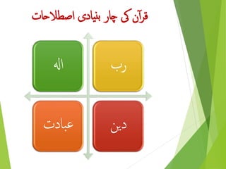 ‫اصطال‬ ‫نيادی‬‫ب‬ ‫چار‬ ‫یک‬ ‫ن‬‫آ‬‫ر‬‫ق‬‫حات‬
‫اهل‬ ‫رب‬
‫بادت‬‫ع‬ ‫دین‬
 