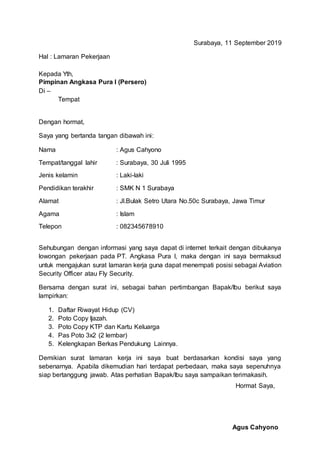 Contoh Surat Lamaran Di Pt Pertamina Persero Surat La - vrogue.co