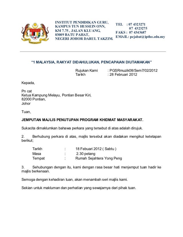 Contoh Surat Pemberitahuan Sekolah Di Malaysia