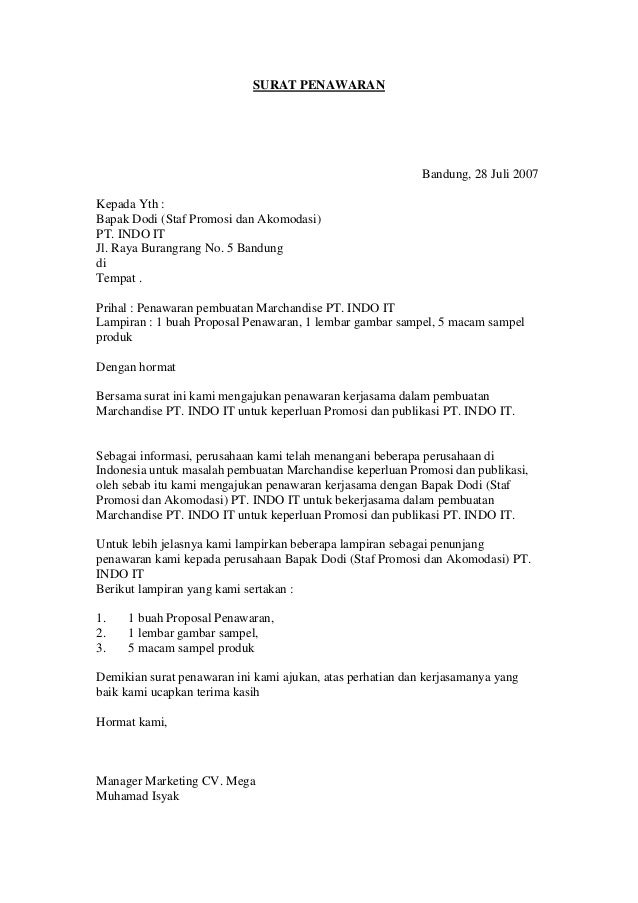 Contoh Surat Elektronik Promosi Contoh Surat