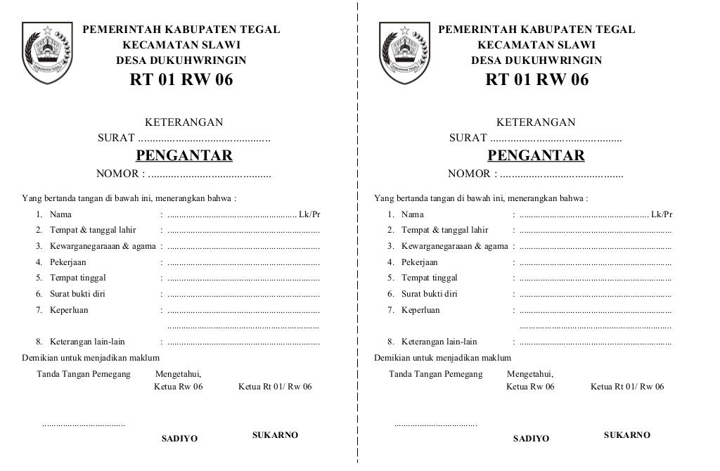 Surat pengantar-rt