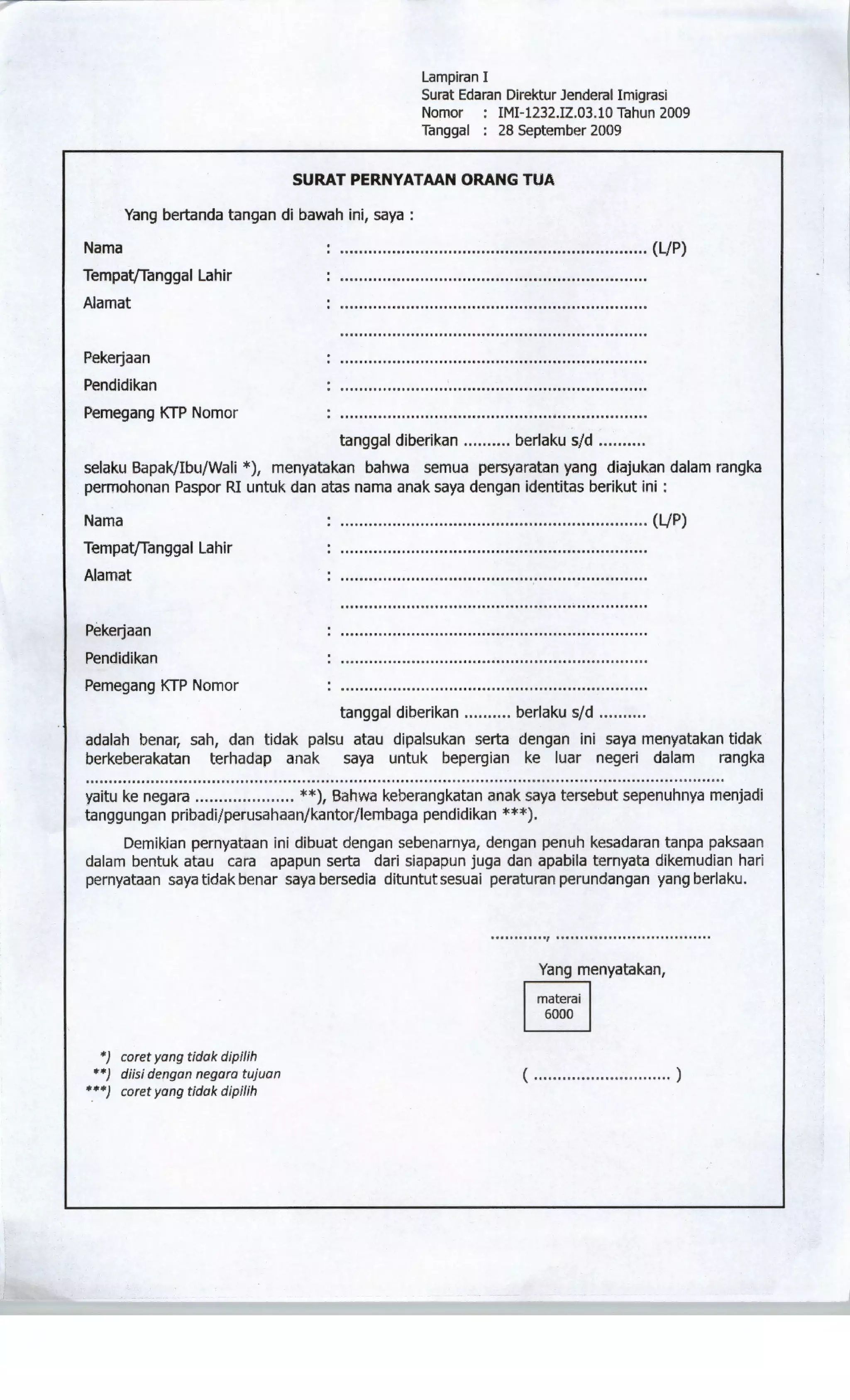 Surat pernyataan paspor pdf